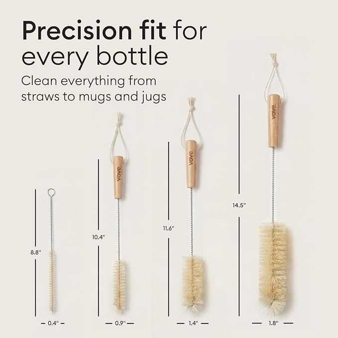 Vove Bottle Brush Set, 4 Natural Sisal Bottle Brushes - Image 8