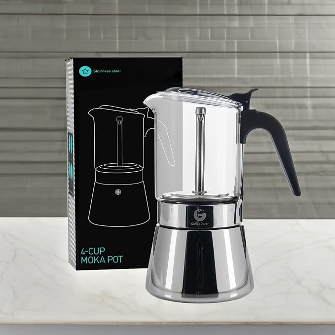 Coffee Gator 4 Cup Moka Pot, 6.7oz Stovetop Espresso Maker - Image 5