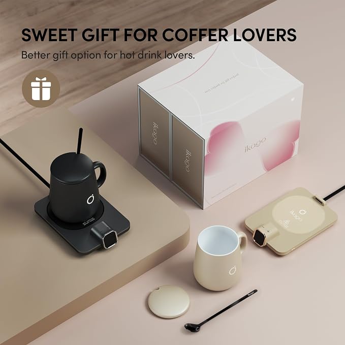 2Pcs Heated Coffee Mug Warmer & IKAGO Mug Set - Image 2