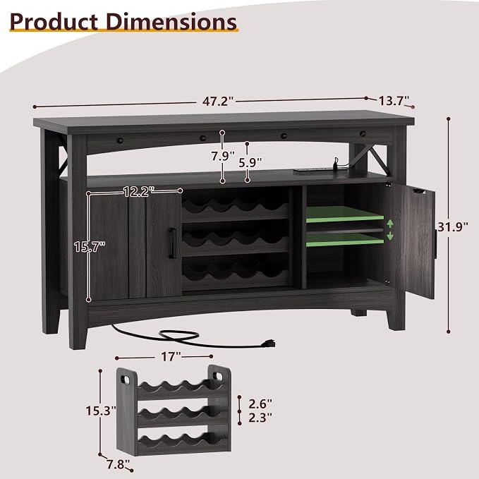 Armocity Farmhouse Bar Cabinet - Image 2
