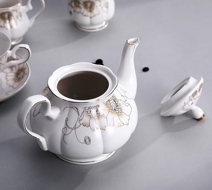 CHENP.HMC Tea Set 22-Piece Porcelain Ceramic Coffee Tea Gift Sets Cups Saucer - Image 6