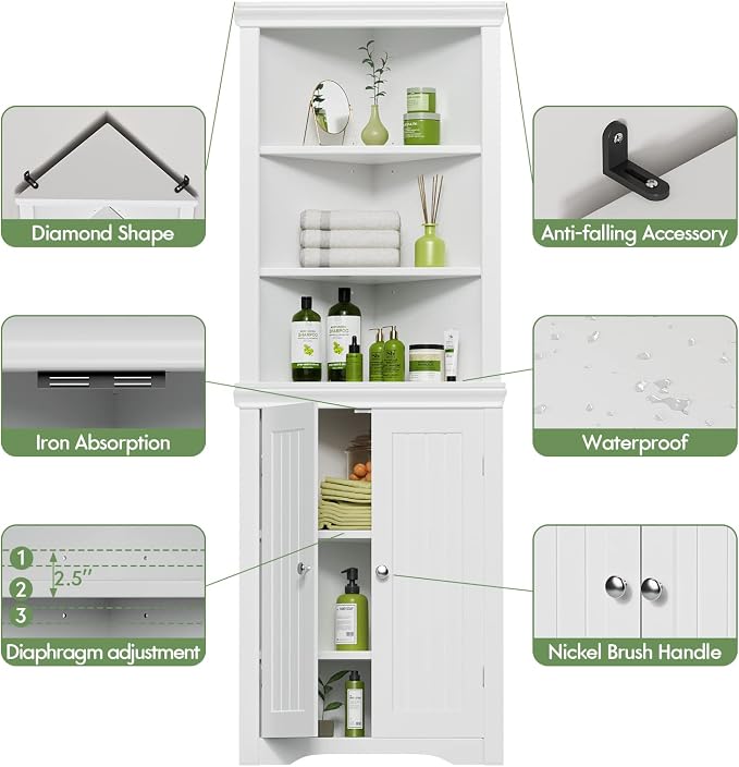 YESHOMY Corner Cabinet, Storage Cupboard - Image 6