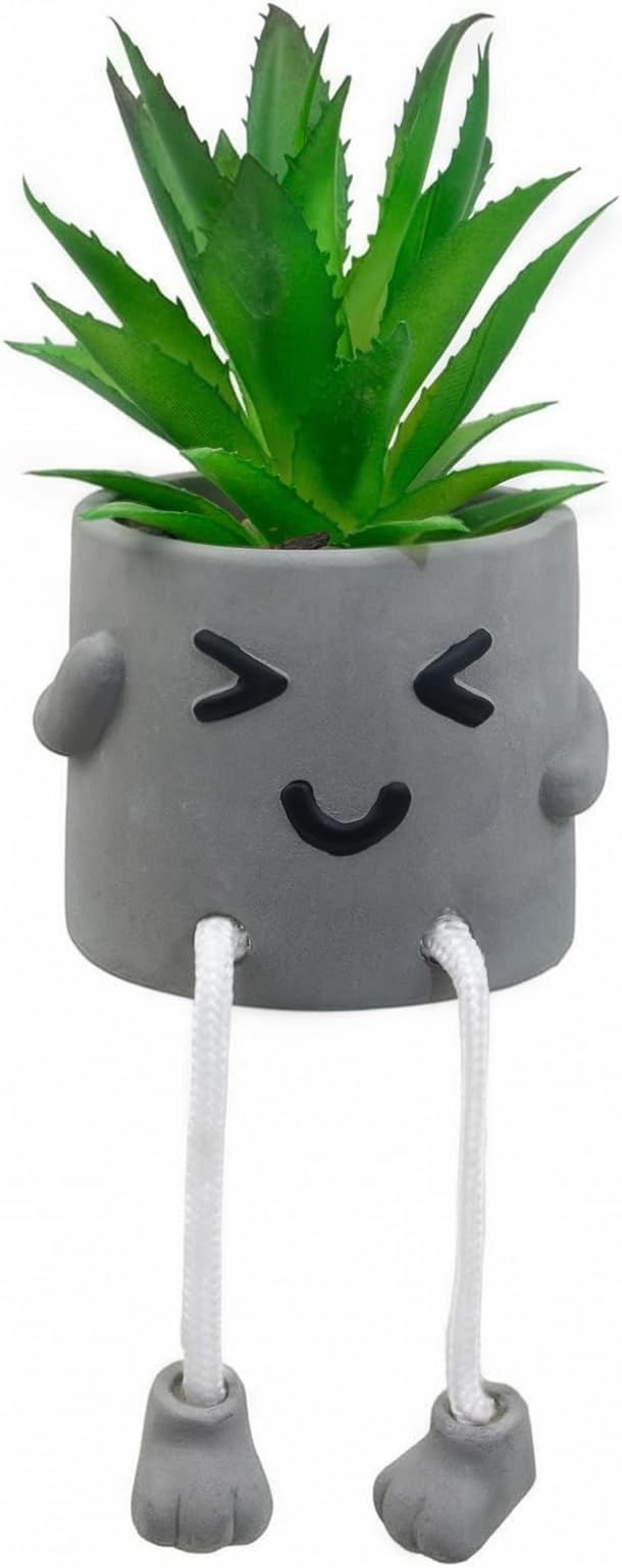 Cute Artificial Succulent Plant in Cement Pot by LUZOGA