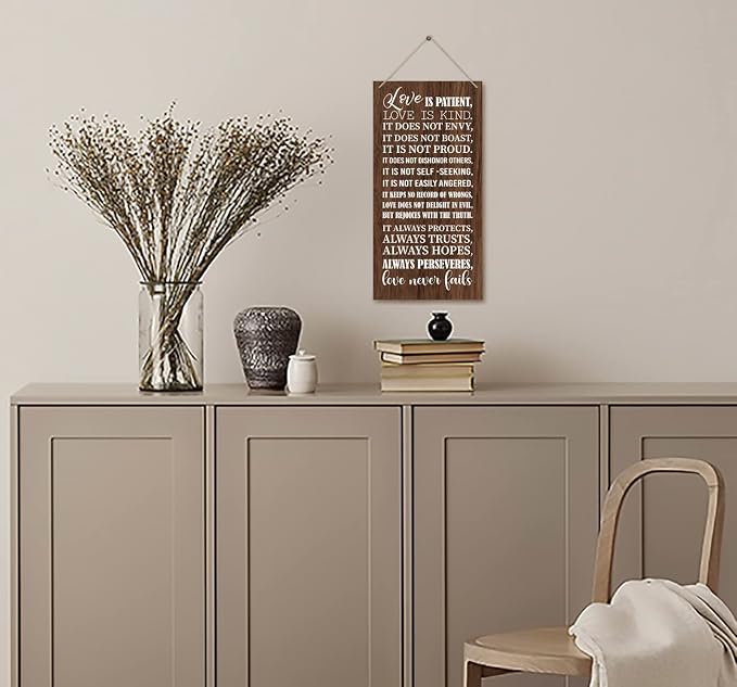 1 Corinthians 13:4-8-Love is Patient Love is kind Inspirational Quote Wood - Image 3