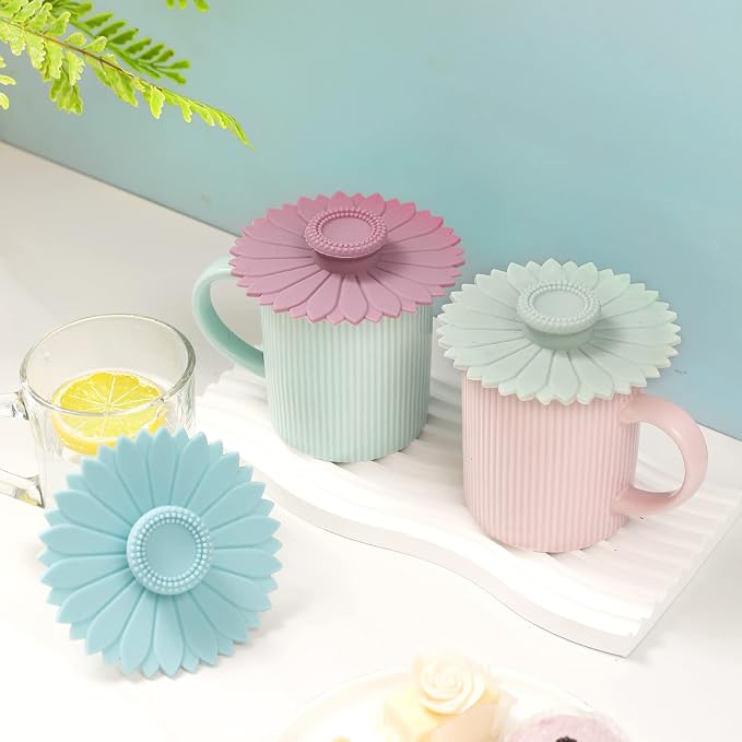 Sunflower Silicone Cup Covers ， Multicolored Silicone Lids - Image 7