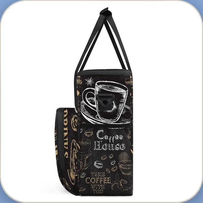 coffee cups beans bread Coffee Maker Carring Bag Travel Carrying Storage Tote - Image 4