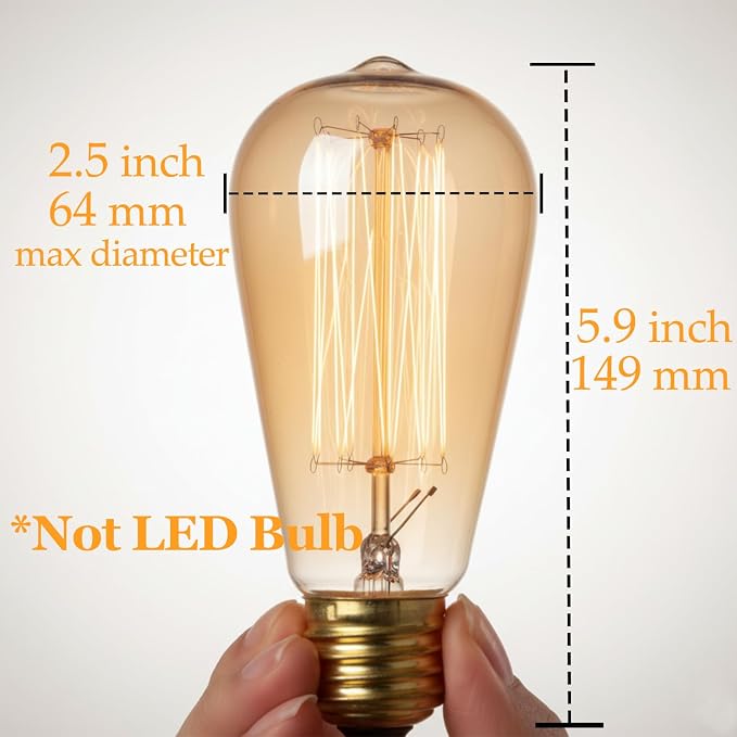 GOENDR E26 40W Edison Bulbs, ST64 Vintage Incandescent Light Bulbs, 2700K Warm - Image 3