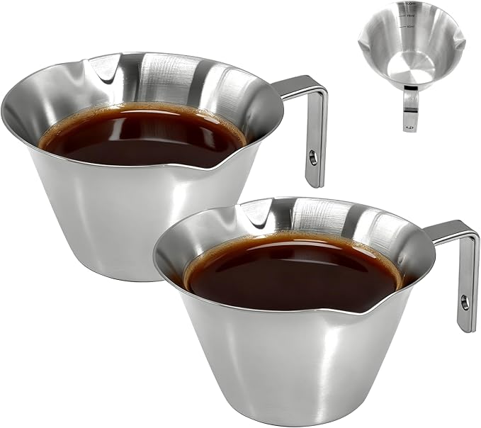 2 Pcs Stainless Steel Espresso Cups by Unknown