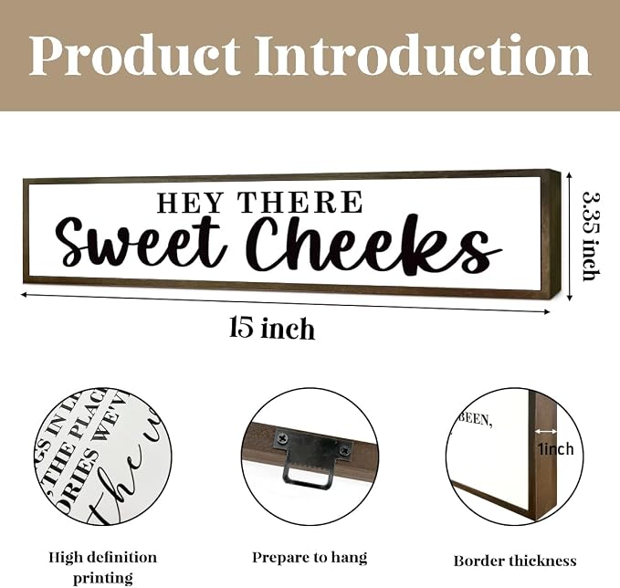 Funny Bathroom Sign, Hey There Sweet Cheeks Sign, Gag Gift, Bathroom Humor - Image 2