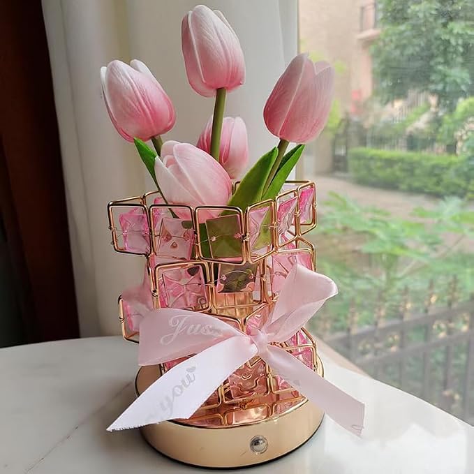 Tulips Table Lamp Flowers, Rechargeable Cordless Touch Table Lamp 3 Color - Image 8
