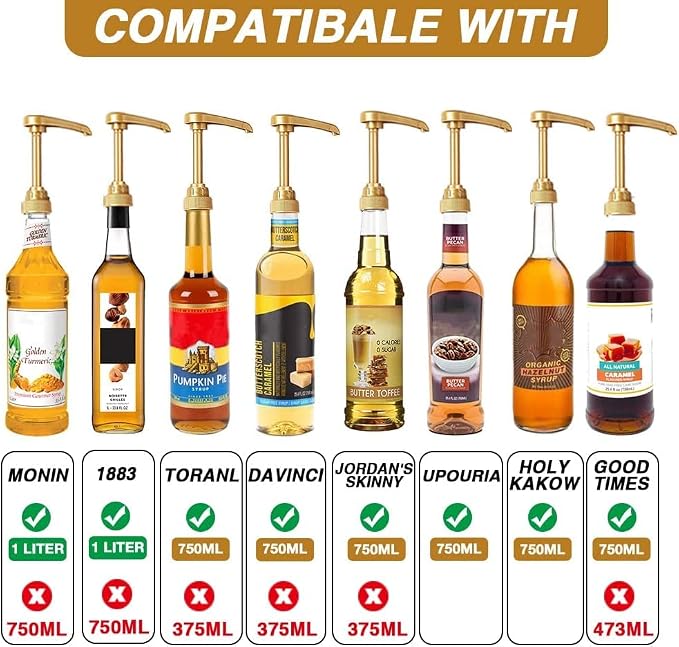 8 Packs White Coffee Syrup Pump Dispenser, Compatible - Image 2