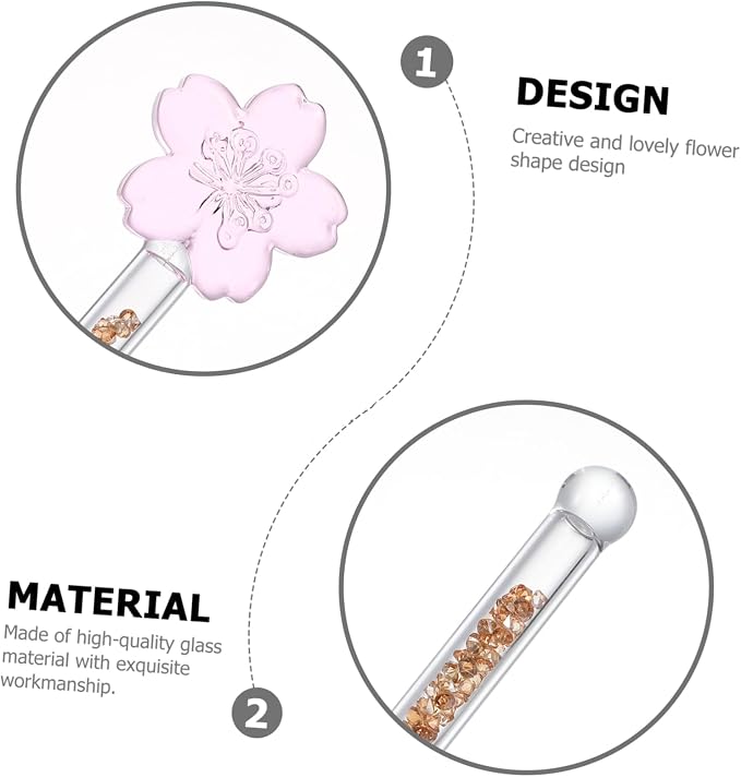 Flower Design Glass Stirring Rod Stylish Drink Muddler - Image 5