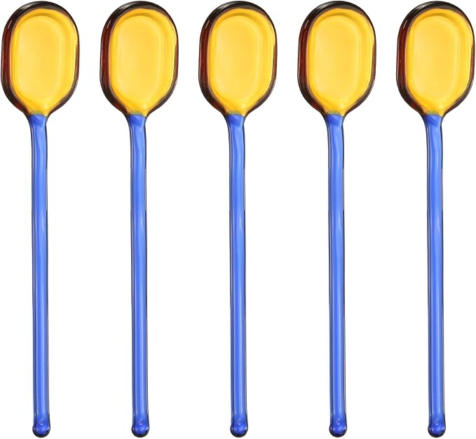 uxcell 5 Pcs Glass Coffee Spoons, 6.2 Inch Coffee Stirring Spoon, Long Handle by uxcell