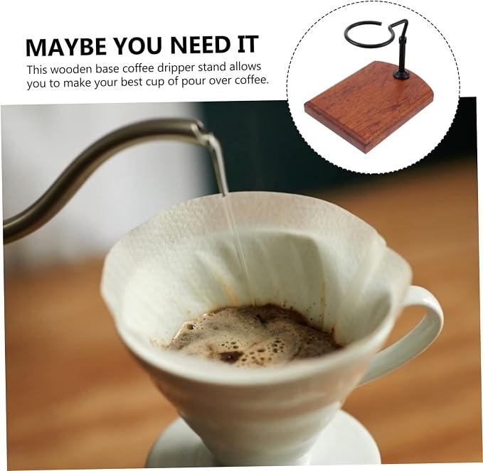 HOMSFOU 1pc Coffee Dripper Stand Adjustable Height Wood Filter Cup Rack - Image 9