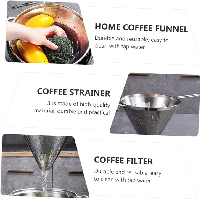 NUOBESTY 1Pc Stainless Drip Filter Funnel Reusable Kitchen Strainer - Image 4