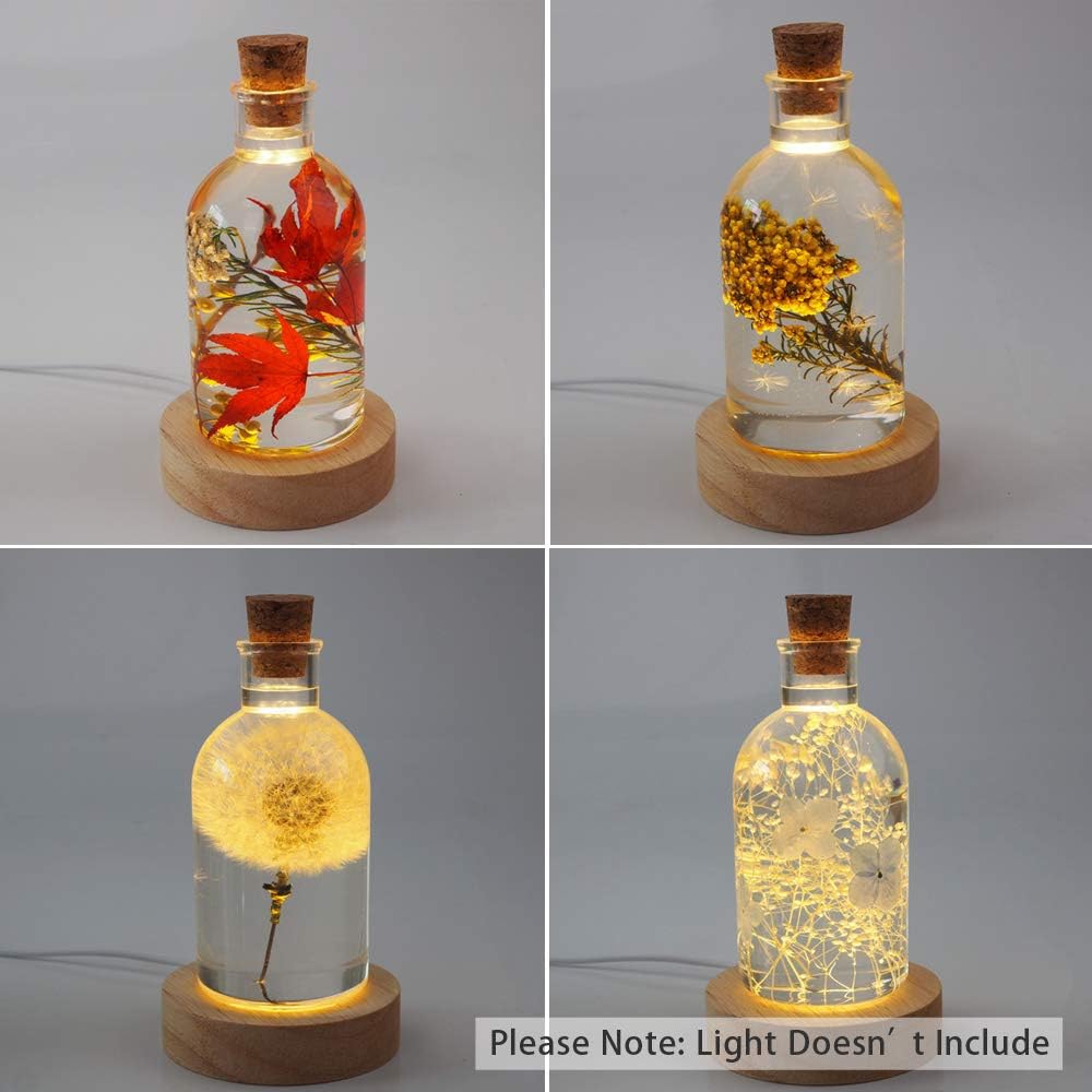 Lamp Shade Resin Mold with 10PCS Wooden Stoppers Creative Bottle Shape Silicone Molds for Epoxy Resin Casting Candle Soap Making Flower Specimen Home Party Decor Gift Art Craft Supplies