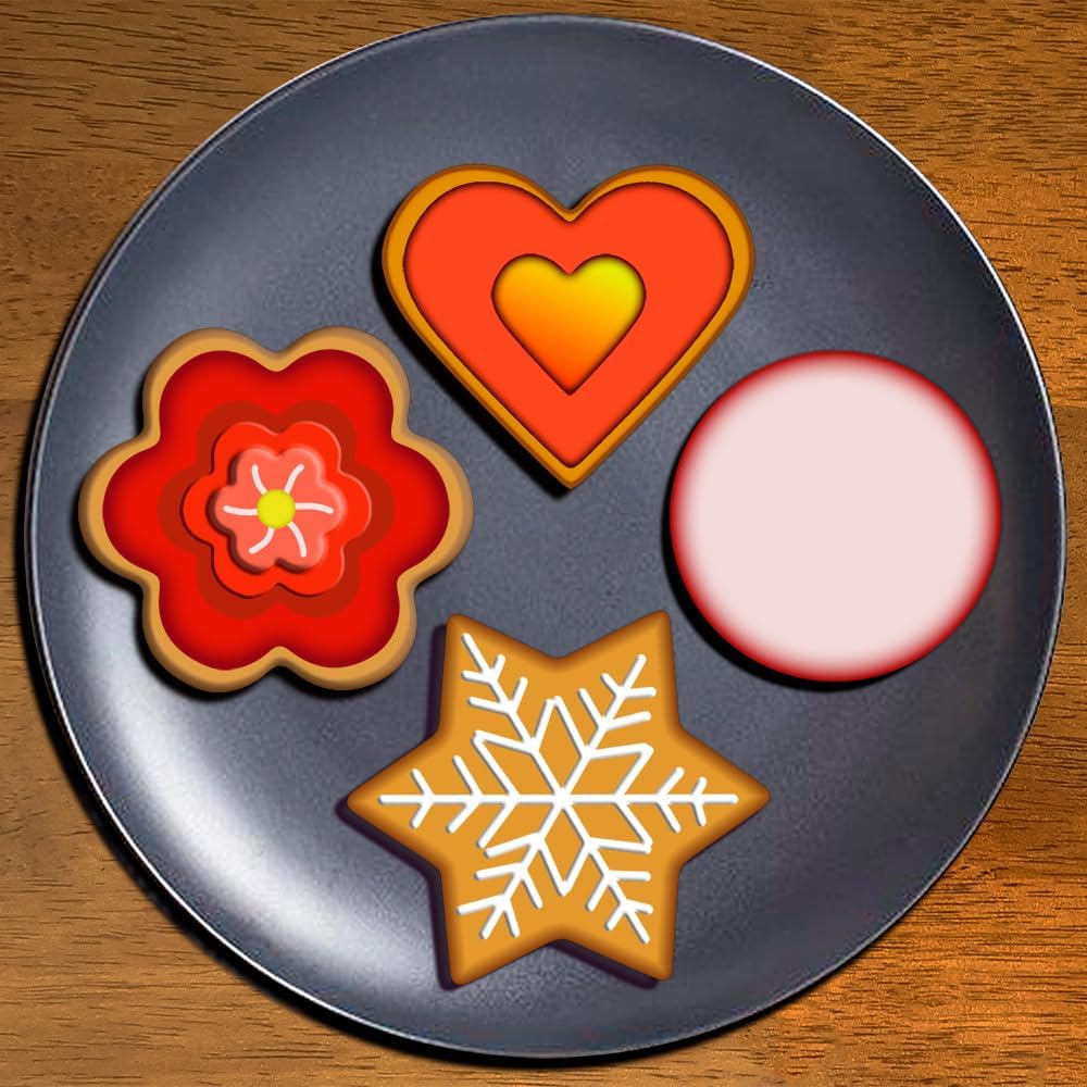 Metal Cookie Cutters Set- Heart, Star, Round, Flower - 12Pcs Cookie Cutters - Heart Star Cookie Cutter Round Small Cutter Flower Cookie Cutter for Baking