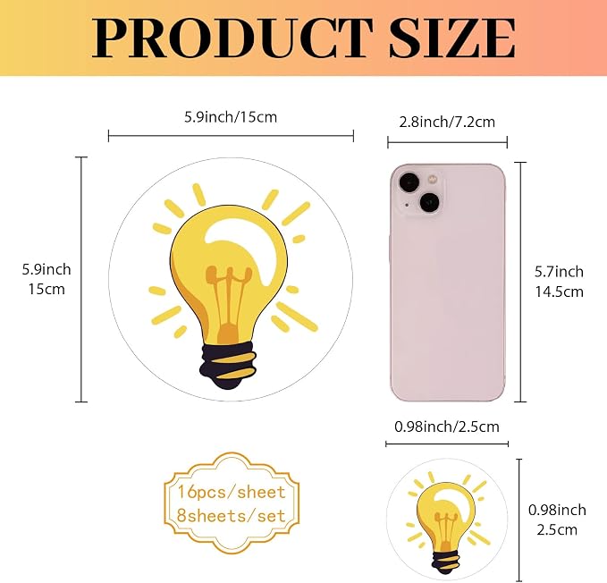 CREATCABIN 128Pcs Light Bulb Stickers Plastic Decal Self-Adhesive Waterproof - Image 2