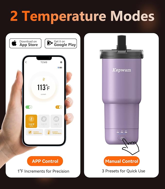 Kepwam Heated Coffee Mug Rechargeable T3, 20oz Self-Heating Travel Mug - Image 3