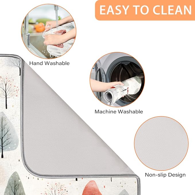 Xmax Colorful Pine Trees Dish Drying Mat, Kitchen Counter Quick Dry Pads - Image 4