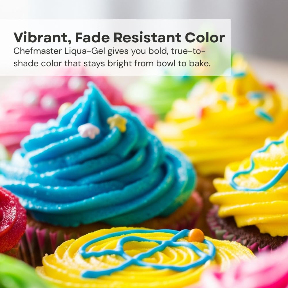 Chefmaster Neon Blue Liqua-Gel® Food Coloring | Vibrant Color | Professional-Grade Dye for Icing, Frosting, Fondant | Baking & Decorating | Fade-Resistant | Easy-to-Use | Made in USA | 2.3 oz