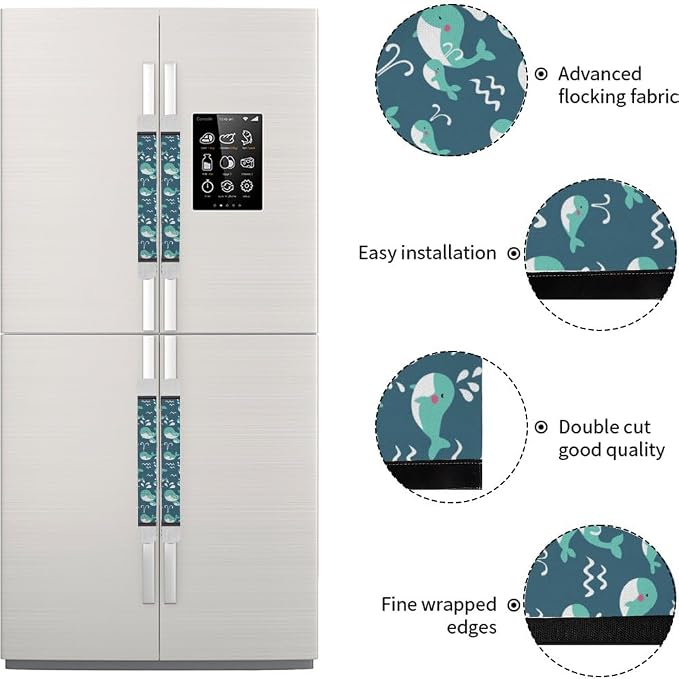Cute Cartoon Whales Refrigerator Door Handle Cover, Kitchen Decor Covers - Image 5