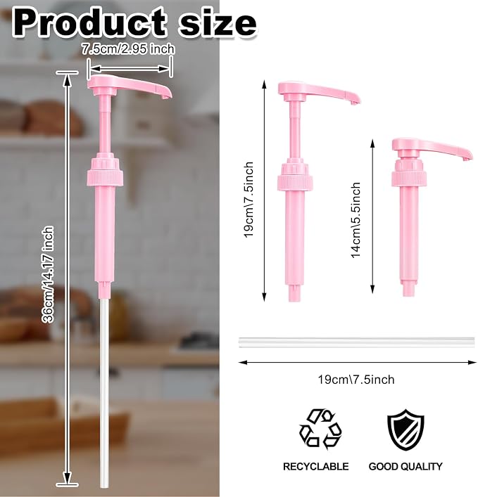 Patelai 10 Pcs Pink Syrup Pump for 25 Oz/750 ml Bottle, No Spill Tip Cover - Image 2