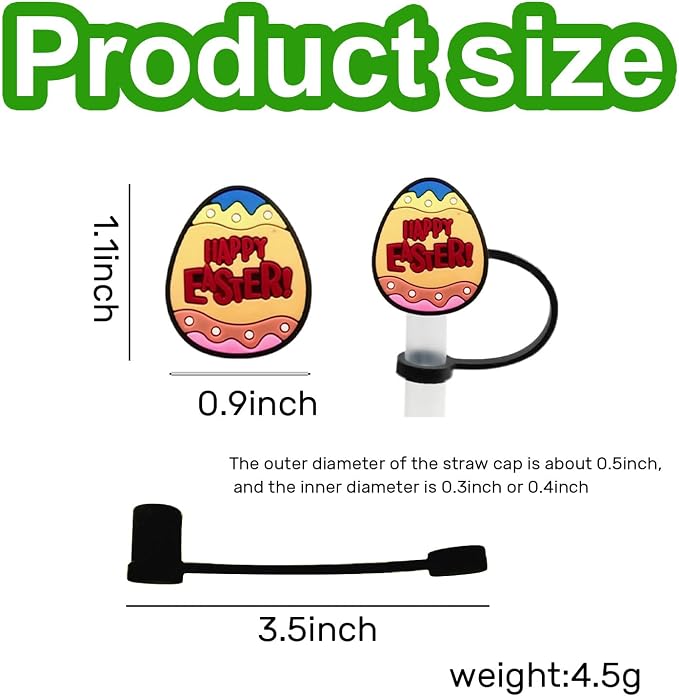 10Pcs Easter Straw Cover Cap for Stanley Cup 10mm Cute Easter Egg Bunny Straw - Image 2