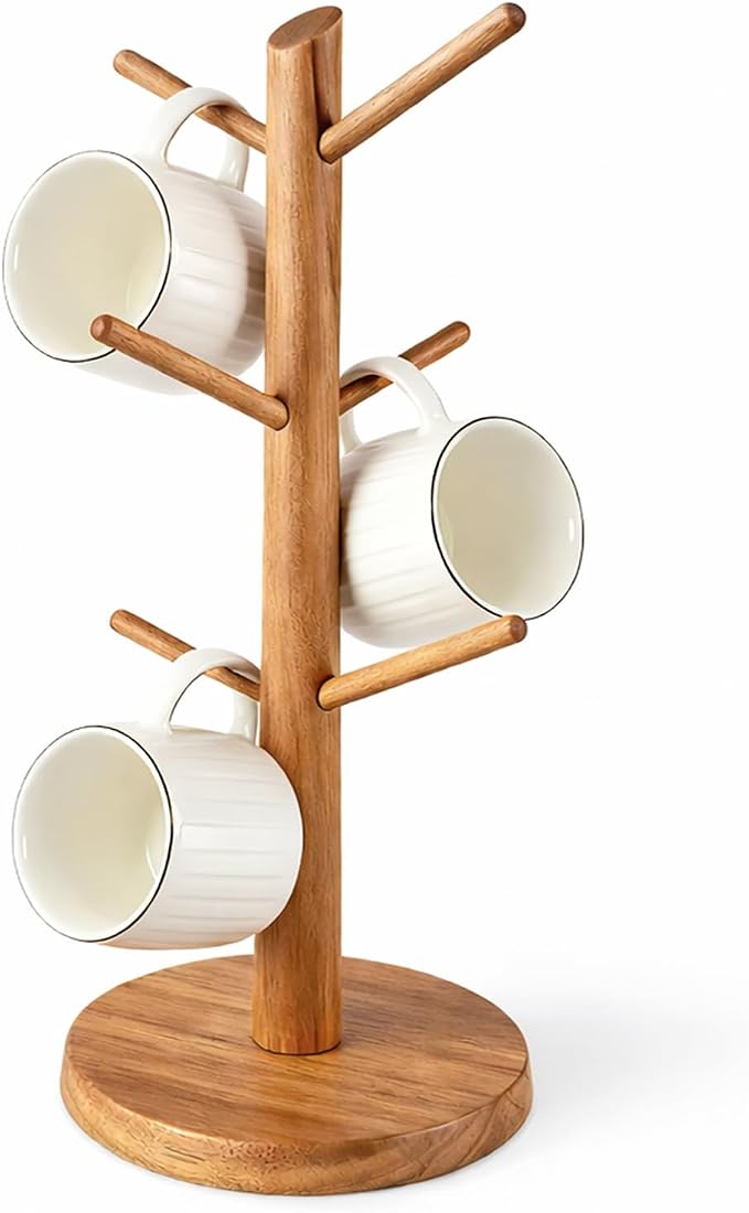 Large Acacia Wood Mug Holder Tree by E-ROOMTREND