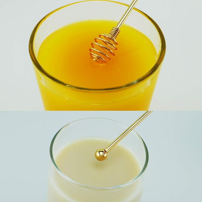 Stainless Steel Stir Sticks, BURLIHOME Dual-use Mixing Spoon Gold Swizzle Sticks - Image 5