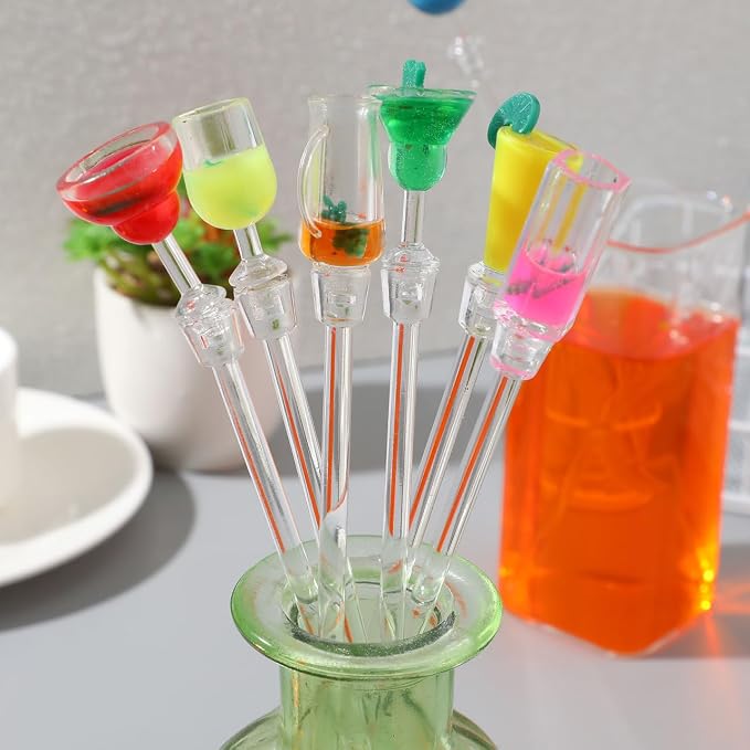 Cabilock 10pcs Cocktail Mixing Sticks Glass Stirring Rod Cocktail Swizzle - Image 3