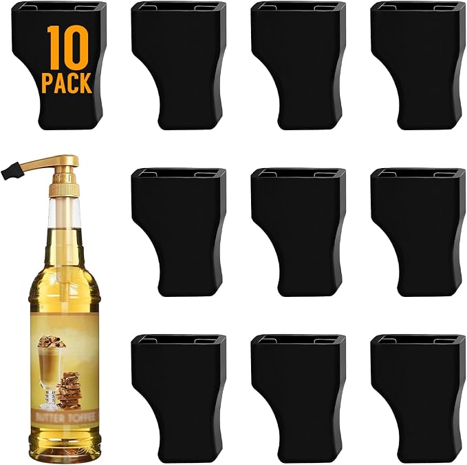 10 Pcs Coffee Syrup Pump Tip Covers Black Rubber Caps by DupakSYS
