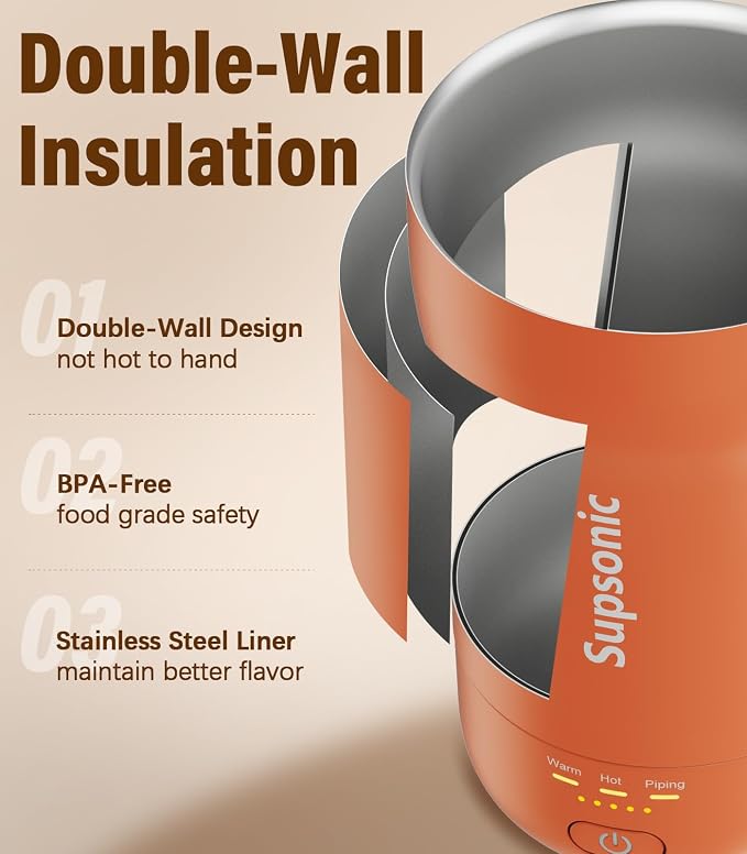 Supsonic - 14oz Heated Coffee Mug, Self-Heating Travel Mug - Image 6