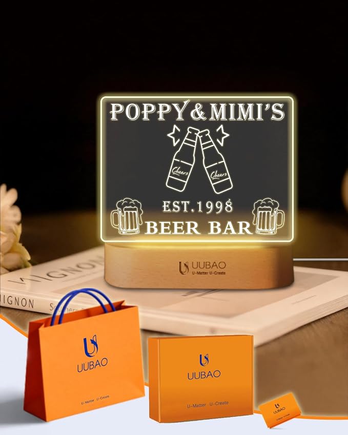 Personalized Light Up Signs for Home Bar Customized Name Bar Gifts Night Light by UUBAO
