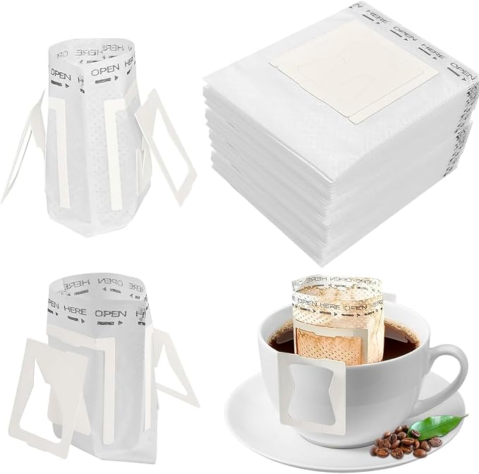 100 Pcs Premium Coffee Filter Paper Bags Disposable Single Serve Drip Coffee by Enenes
