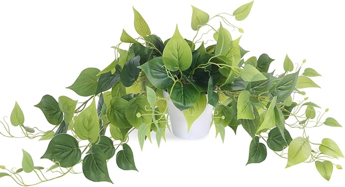 Tiita 1 Pack Fake Plants Artificial Scindapsus Aureus in Pots, Realistic Fake by TiitaHome