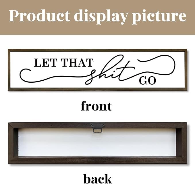 Funny Bathroom Sign – Rustic Wooden Plaque - Image 3
