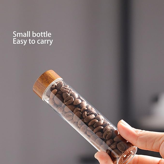 Coffee Bean Storage Tubes with Walnut Wooden Stand Airtight 8pcs Tubes Glass - Image 4