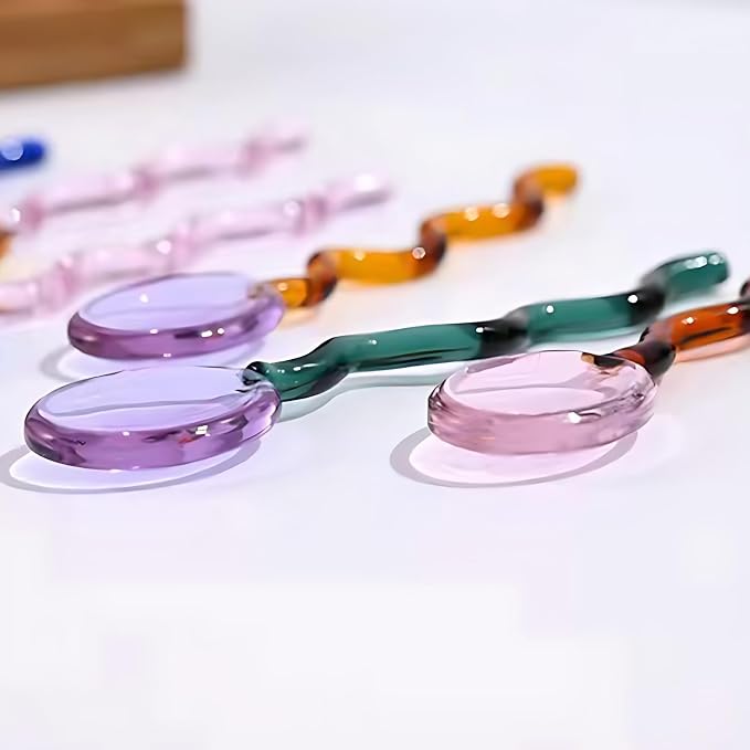 Small Fancy Glass 5.5 Inches Teaspoons Transparent Crystal Heat Resistant - Image 7