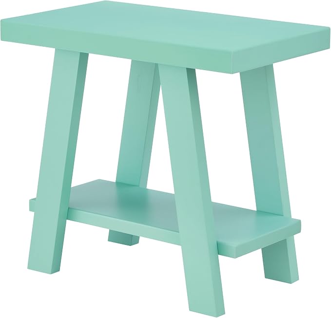 Teal End Table with Bottom Storage Shelf, 23.5 Inch Wide Contemporary Side - Image 7