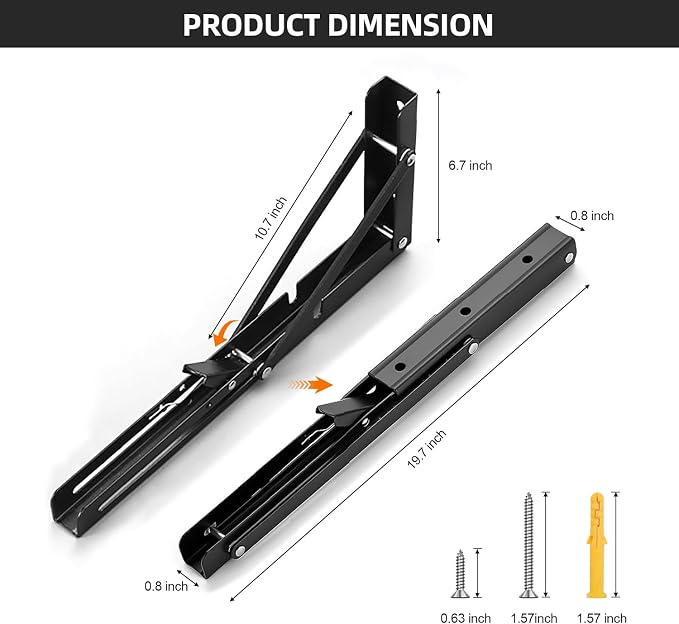Folding Shelf Brackets 20 inch Foldable Shelf Bracket Heavy Duty Collapsible - Image 4