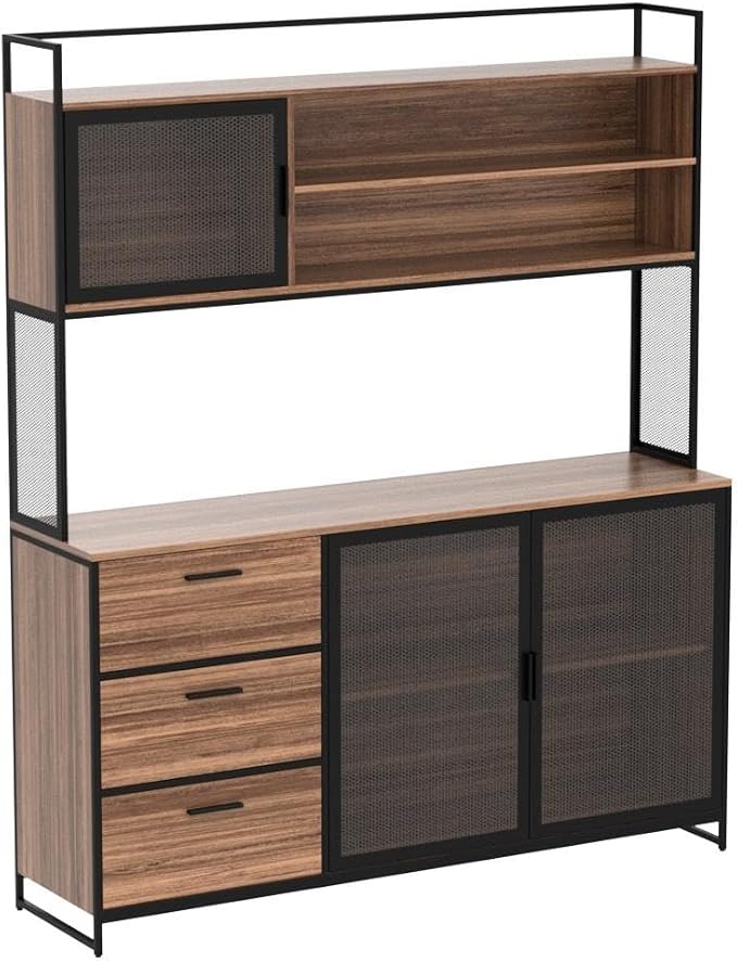 AGOTENI Large Kitchen Hutch Cabinet, Storage Cupboard Pantry - Image 4
