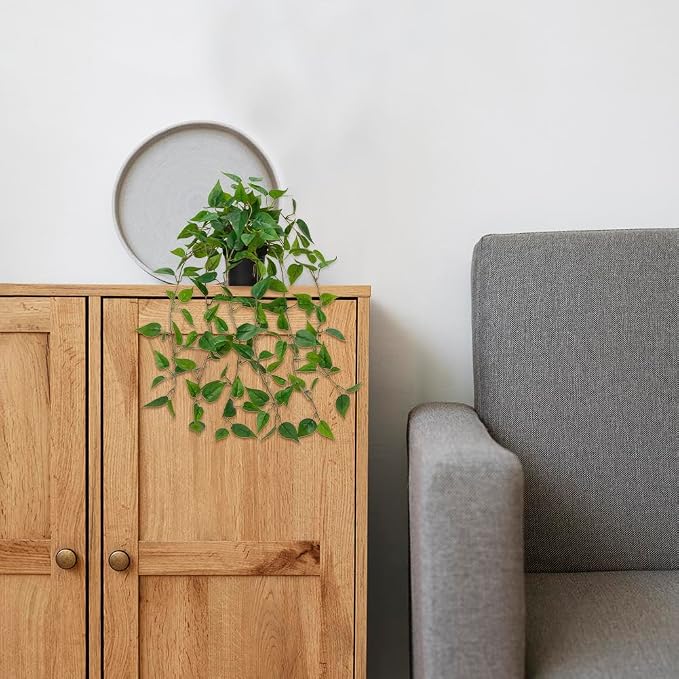 2 Pack Fake Hanging Plants for Shelf in Back Pot, Small Artificial Hanging Ivy - Image 6