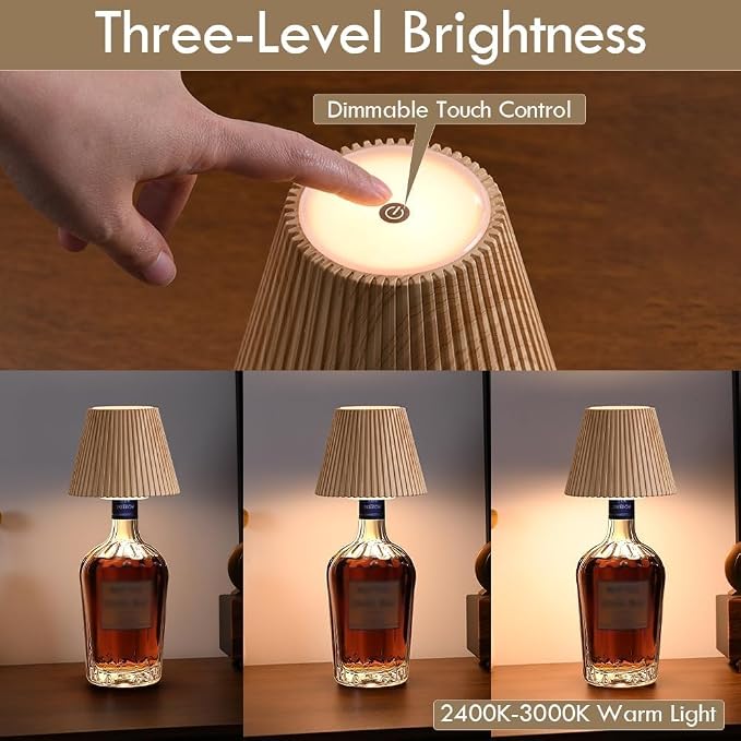WILIT 2 Pack Wireless Bottle Lamp Shades - Image 3