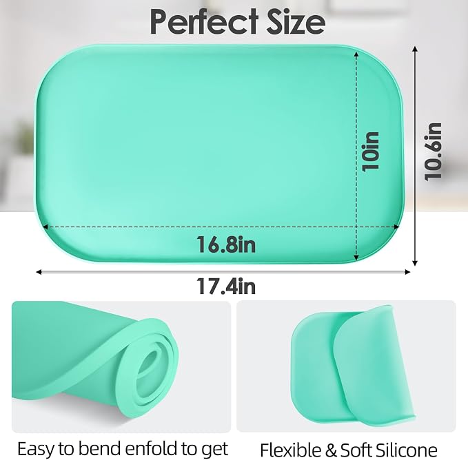 Silicone Coffee Maker Mat with Lip, 17.4'' x 10.6'' Heavy Duty Coffee Maker Mat - Image 2
