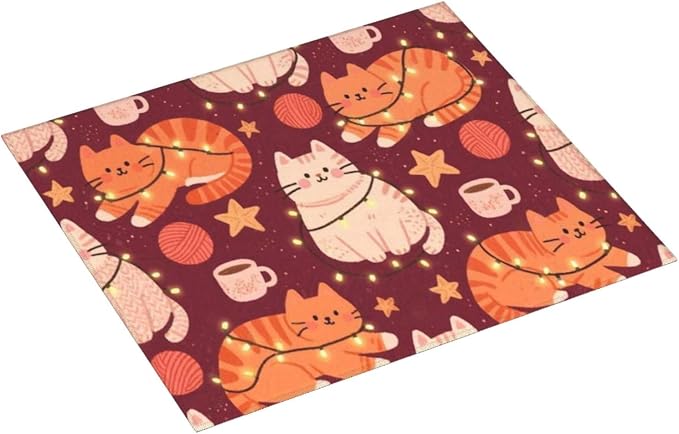 Drying Mat For Kitchen Dish Drying Drainer Mat Absorbent Cats String Lights - Image 4