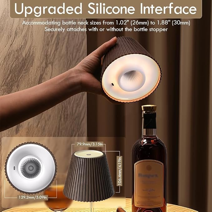 WILIT Wireless Bottle Lamp, 3-Level Brightness Cordless Table Lamp Shades - Image 6