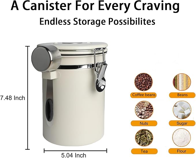 Aimery Stainless Steel Coffee Canister, 22oz Airtight Food Storage Container - Image 2