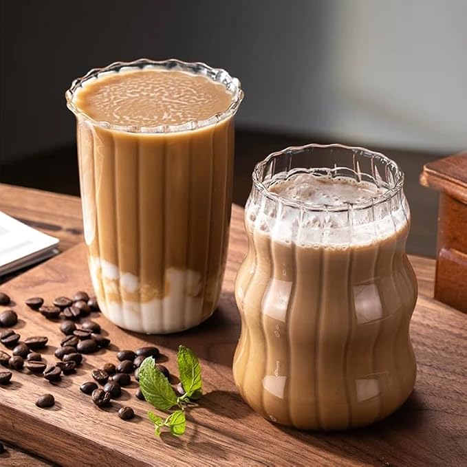 2 Pcs Drinking Glasses Coffee Cup, 13oz Glassware Set, Iced Coffee Glasses - Image 9