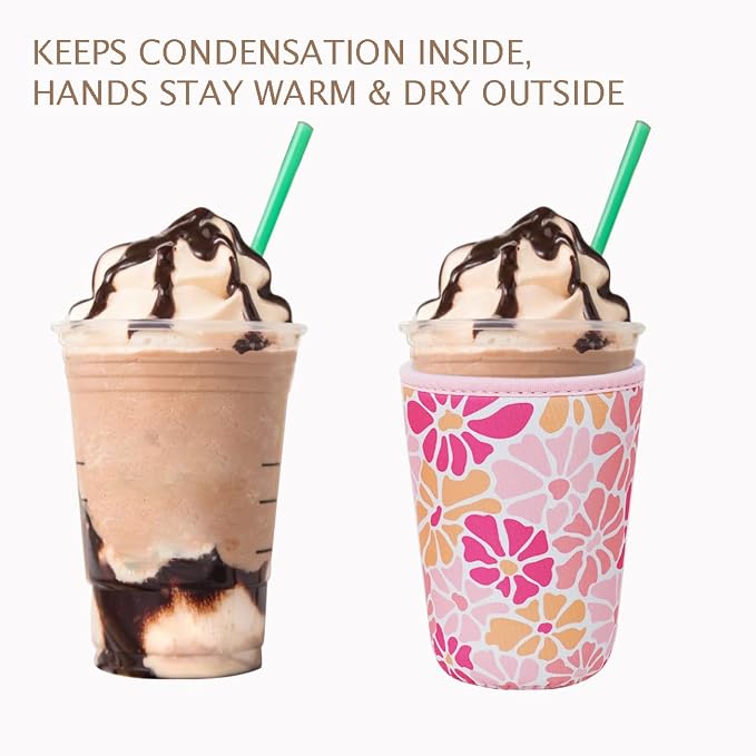 Reusable Insulated Neoprene Iced Coffee Cup Sleeve, Durable Drink Sleeve - Image 6
